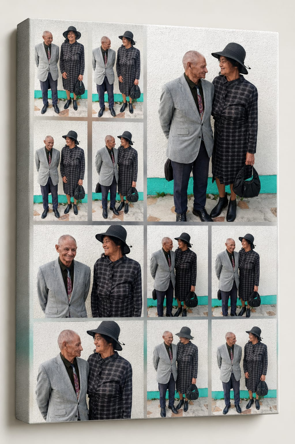 A2 canvas product example featuring a couple in a photographic collage